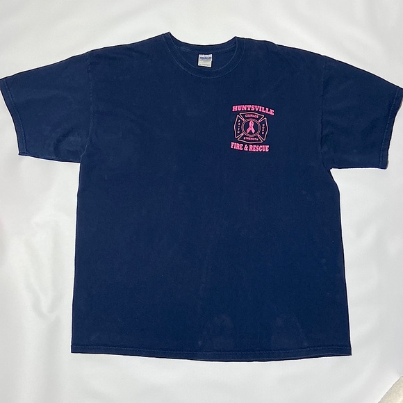 Huntsville Fire & Rescue “Fighting for a Cure” T Shirt. Sz 2X. Navy & Hot Pink. - Picture 2 of 7
